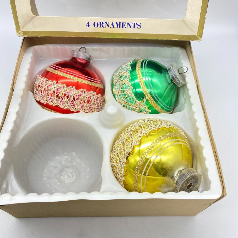 VTG Imperial collection Christmas Tree ornaments set Austria Sears Large‎ frilly